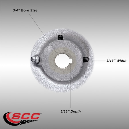 Service Caster 4" x 2" Rubber Tread on Cast Iron Keyed Drive Wheel - 3/4" Bore - SCC-RSS420-34-KW-2SS